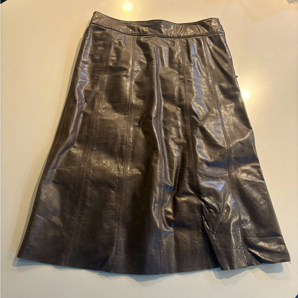 Vintage Leather DKNY skirt, Real Chocolate Brown Leather, Women's 8